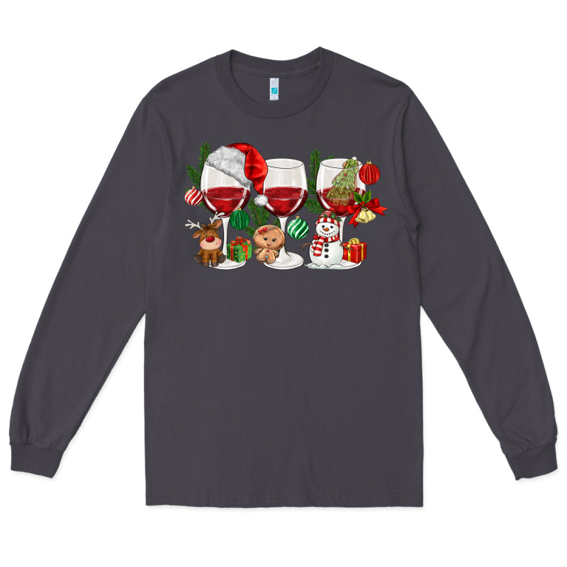 Christmas Wine Glasses Long Sleeve Tee by MaliasSmallBusiness | Teevron