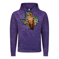 Cloud Purple texas map highland cow Vintage Hoodie - Jasminsmagicworld