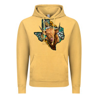 Vintage Mustard texas map highland cow Vintage Hoodie - Jasminsmagicworld
