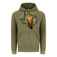 Vintage Olive texas map highland cow Vintage Hoodie - Jasminsmagicworld