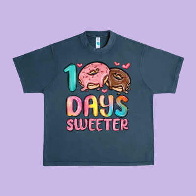 100 Days Sweeter Urban Heavy Tee Designed By Maliassmallbusiness