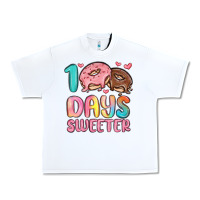 White 100 days sweeter Urban Heavy Tee - MaliasSmallBusiness