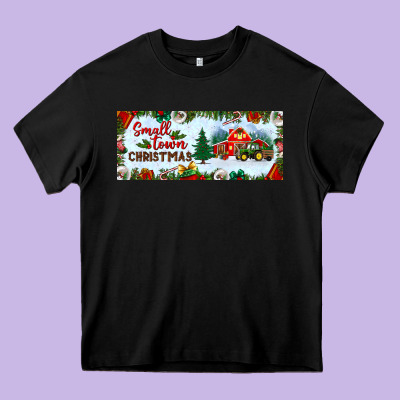 Small Town Christmas Heavy Core Tee Designed By Bundleandbundleshop