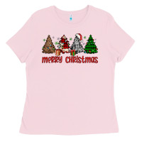 Bubblegum Pink merry christmas tree Ladies Tee - JahusDesignShop