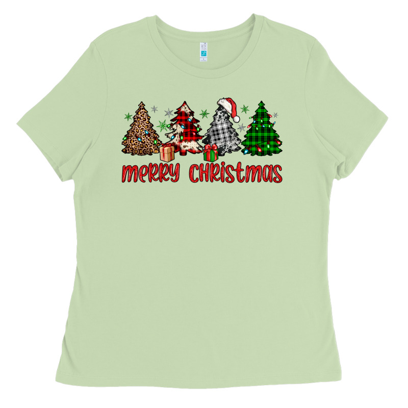 Merry Christmas Tree Ladies Tee by JahusDesignShop | Teevron