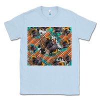 Dusty Blue Thanksgiving Turkey sunflower turquoise Classic Tee - NancyCooperArtShop