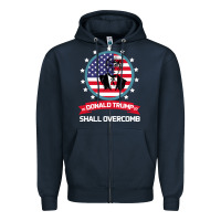 Navy DONALD TRUMP 2016 WE SHALL OVERCOMB Zipper Hoodie - Bettercallsaul