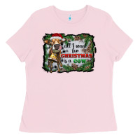 Bubblegum Pink all i want for christmas is a cow Ladies Tee - RanaPortraitStore