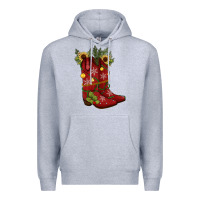 Heather Grey Christmas boots Premium Hoodie - JahusDesignShop