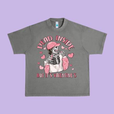 Dead Inside But It's Valentine's Urban Heavy Tee Designed By Maliassmallbusiness