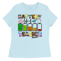 Baby Blue battery life of a teacher Ladies Tee - AdoDesignShop