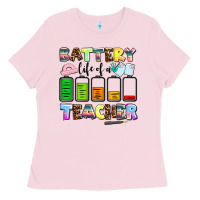 Bubblegum Pink battery life of a teacher Ladies Tee - AdoDesignShop
