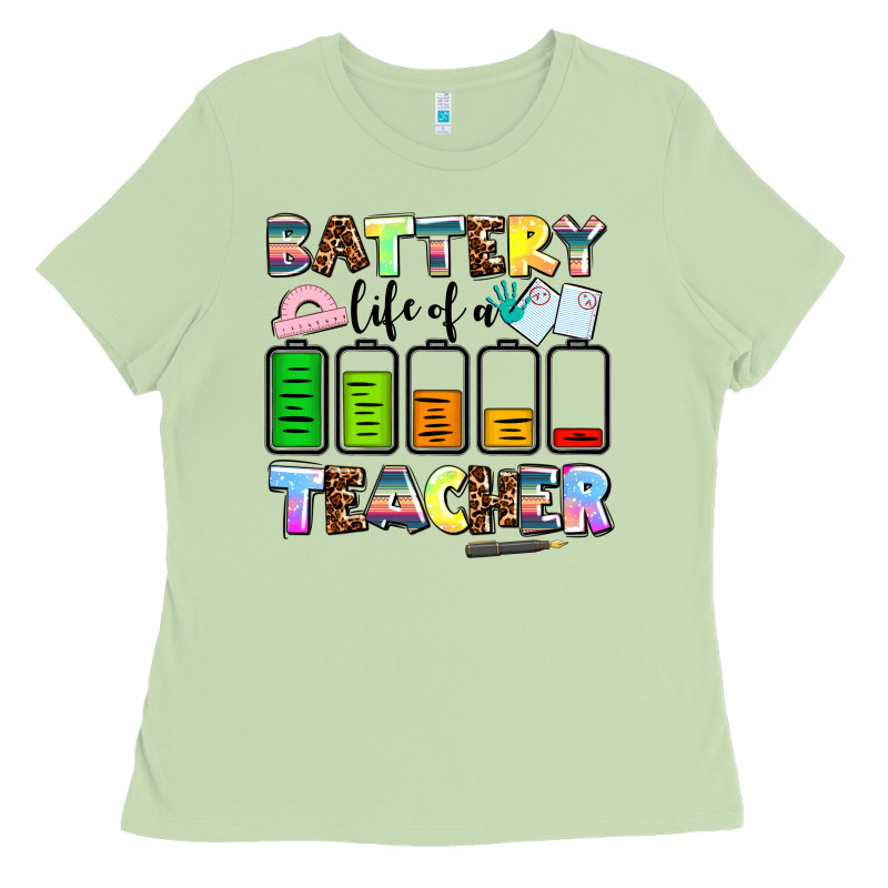 Battery Life Of A Teacher Ladies Tee by AdoDesignShop | Teevron