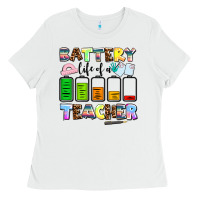 White battery life of a teacher Ladies Tee - AdoDesignShop