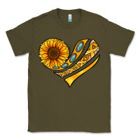 Army Green Childhood Cancer Awareness heart Classic Tee - NancyCooperArtShop