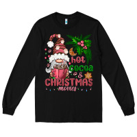 Black Pink Christmas hot cocoa and christmas movies Long Sleeve Tee - NancyCooperArtShop
