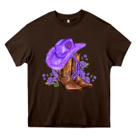 Chocolate Brown purple cowgirl  and roses Heavy Core Tee - AdoDesignShop