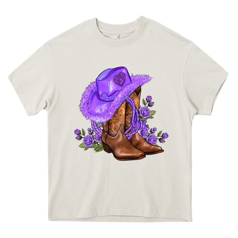 Purple Cowgirl  And Roses Heavy Core Tee by AdoDesignShop | Teevron