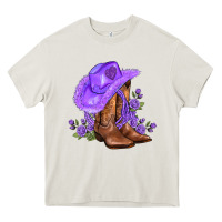 Cream purple cowgirl  and roses Heavy Core Tee - AdoDesignShop