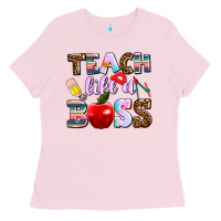 Bubblegum Pink teach like a boss Ladies Tee - AdoDesignShop