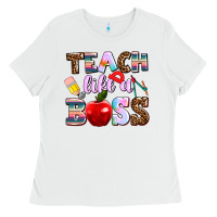 White teach like a boss Ladies Tee - AdoDesignShop