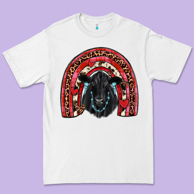 Valentines Black Angus  Rainbow Premium Tee Designed By Jahusdesignshop