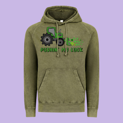 Pushin' My Luck Vintage Hoodie Designed By Maliassmallbusiness