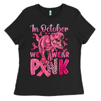 Black in october we wear pink dinosaur Ladies Tee - JahusDesignShop