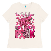 Bone in october we wear pink dinosaur Ladies Tee - JahusDesignShop