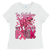 White in october we wear pink dinosaur Ladies Tee - JahusDesignShop