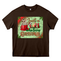 Chocolate Brown just a girl who loves christmas mousepad Heavy Core Tee - BundleAndBundleShop