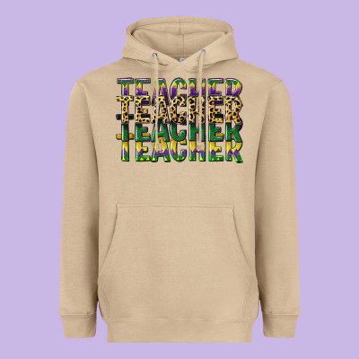 Teacher Mardi Gras Heavyweight Hoodie Designed By Cowgirlartshop