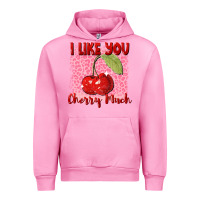 Fuchsia Pink i like you cherry much Urban Hoodie - FaDigitalArtStudio