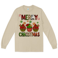Mushroom Merry Christmas cupcakes Long Sleeve Tee - NancyCooperArtShop