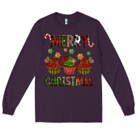 Plum Merry Christmas cupcakes Long Sleeve Tee - NancyCooperArtShop