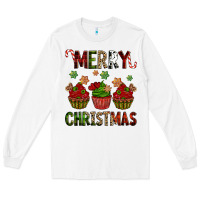 White Merry Christmas cupcakes Long Sleeve Tee - NancyCooperArtShop