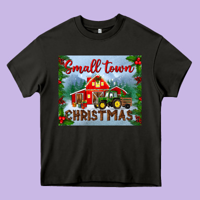 Small Town Christmas Mousepad Heavy Core Tee Designed By Bundleandbundleshop