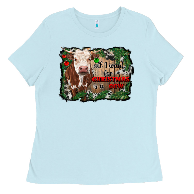 All I Want For Christmas Is A Cow Cowhide Ladies Tee by RanaPortraitStore | Teevron