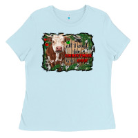 Baby Blue all i want for christmas is a cow cowhide Ladies Tee - RanaPortraitStore