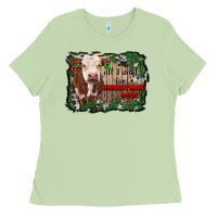 Matcha all i want for christmas is a cow cowhide Ladies Tee - RanaPortraitStore