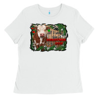 White all i want for christmas is a cow cowhide Ladies Tee - RanaPortraitStore