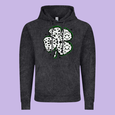 Four Leaf Clover Dalmatian Print Grunge Vintage Hoodie Designed By Maliassmallbusiness