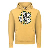 Vintage Mustard four leaf clover dalmatian print grunge Vintage Hoodie - MaliasSmallBusiness