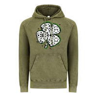 Vintage Olive four leaf clover dalmatian print grunge Vintage Hoodie - MaliasSmallBusiness