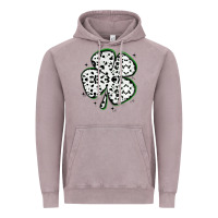 Vintage Zinc four leaf clover dalmatian print grunge Vintage Hoodie - MaliasSmallBusiness