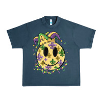 Midnight Navy smiley face mardi gras Urban Heavy Tee - MaliasSmallBusiness