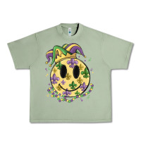 Oil Green smiley face mardi gras Urban Heavy Tee - MaliasSmallBusiness