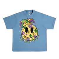 Pebble Blue smiley face mardi gras Urban Heavy Tee - MaliasSmallBusiness