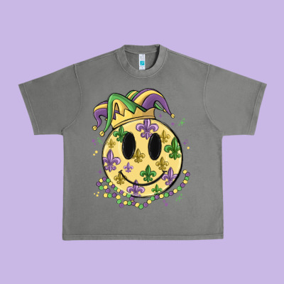 Smiley Face Mardi Gras Urban Heavy Tee Designed By Maliassmallbusiness