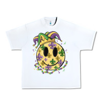 White smiley face mardi gras Urban Heavy Tee - MaliasSmallBusiness